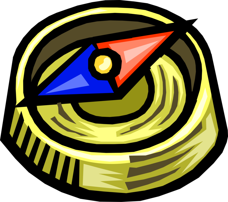 Vector Illustration of Magnetic Compass for Navigation and Finding Direction Points to "Magnetic North"