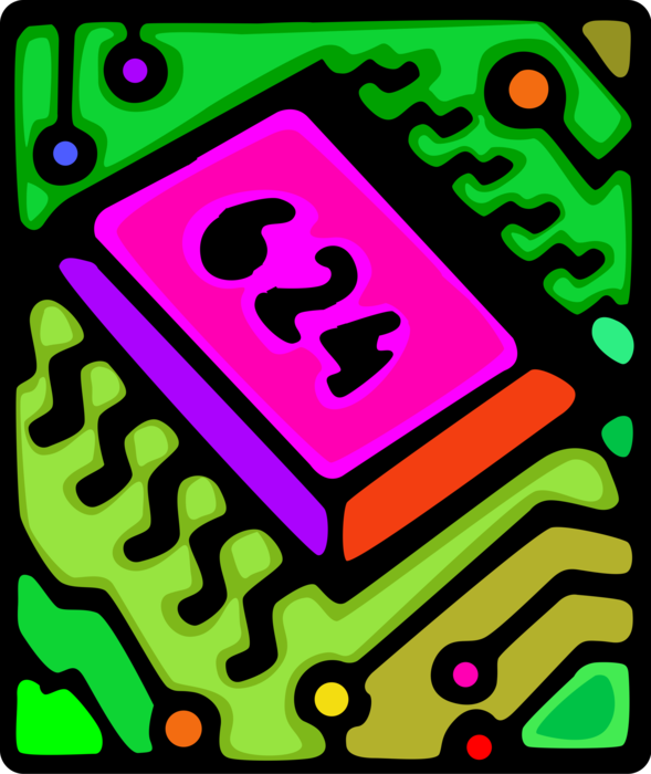 Vector Illustration of Information Technology Computer Chip Integrated Circuit Electronic Component