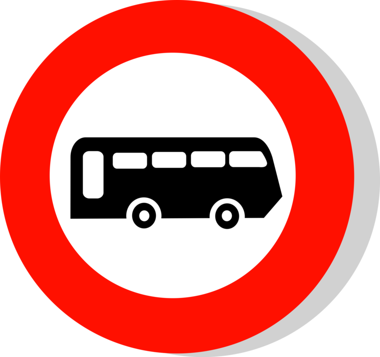 Vector Illustration of European Union EU Traffic Highway Road Sign, Buses and Coaches Prohibited