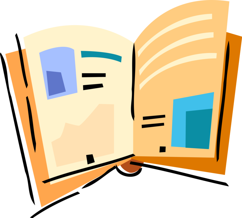 Vector Illustration of Open Book or Magazine Reading Material