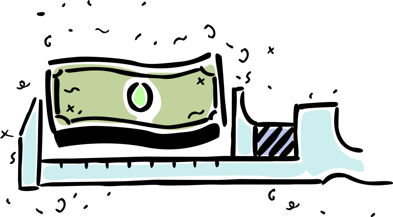 Vector Illustration of Measuring Financial Value of Cash Money Dollar with Caliper Measurement Ruler