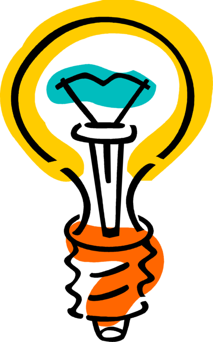 Vector Illustration of Electric Light Bulb Symbol of Invention, Innovation, Inspiration and Good Ideas