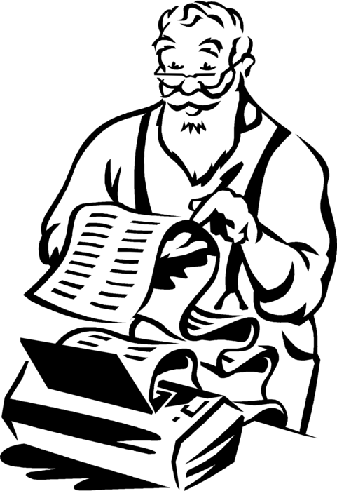 Vector Illustration of Santa Claus Reads List of Wishes at Christmas