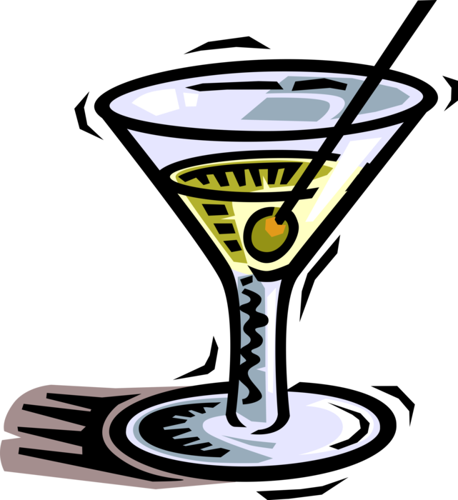 Vector Illustration of Martini Cocktail Alcohol Beverage with Olive