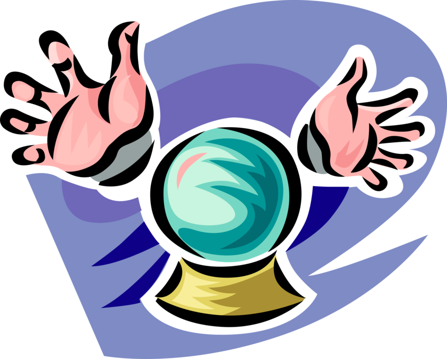 Vector Illustration of Crystal Ball Orbuculum Glass Ball used in Fortune Telling and Clairvoyance