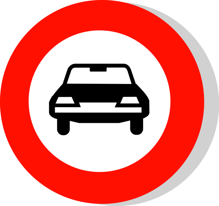 Vector Illustration of European Union EU Traffic Highway Road Sign, No Entry for Motor Cars