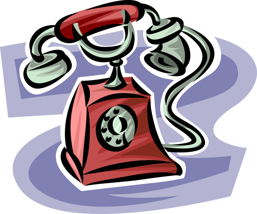 Vector Illustration of Antique Telecommunications Device Telephone or Phone Enables Direct Conversation