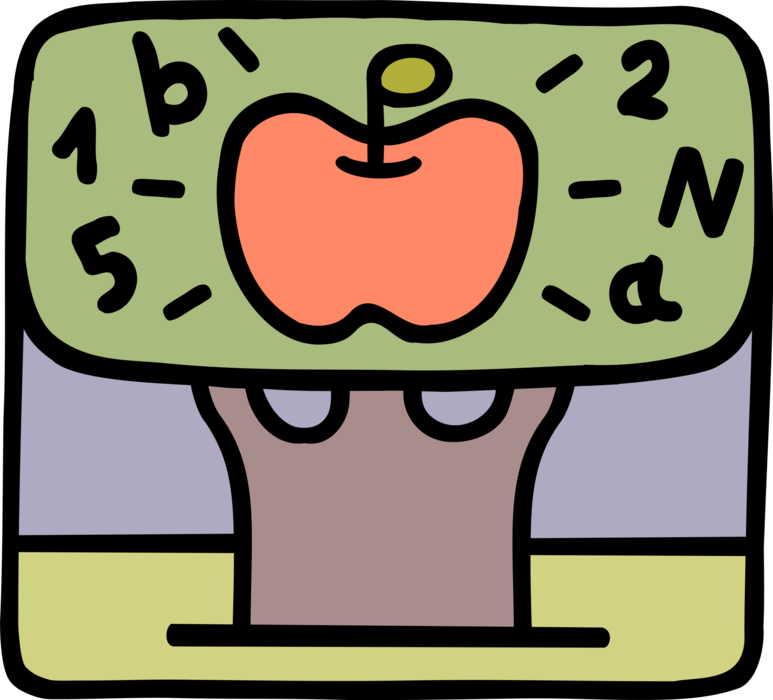 Vector Illustration of Apple Tree of Infinite Knowledge and Wisdom with Numbers and Letters