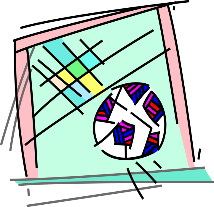 Vector Illustration of Sport of Soccer Football Ball and Goal Net