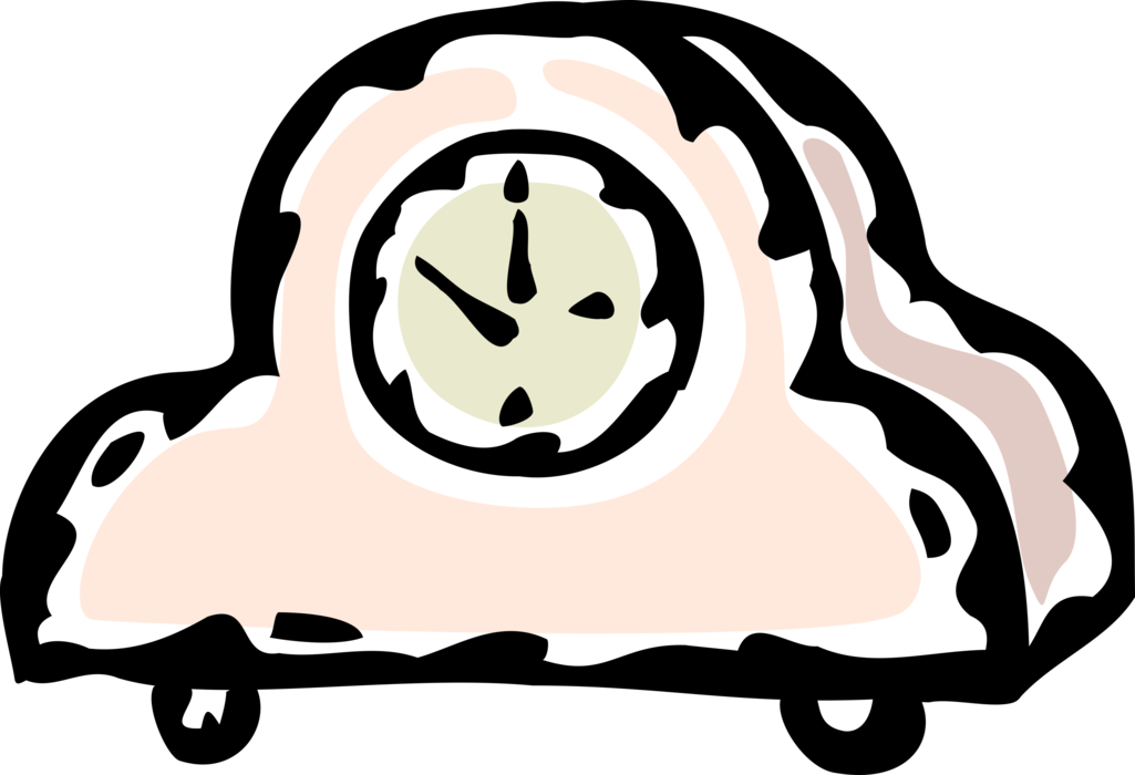 Vector Illustration of Mantle Clock Indicates, Keeps and Co-ordinates Time