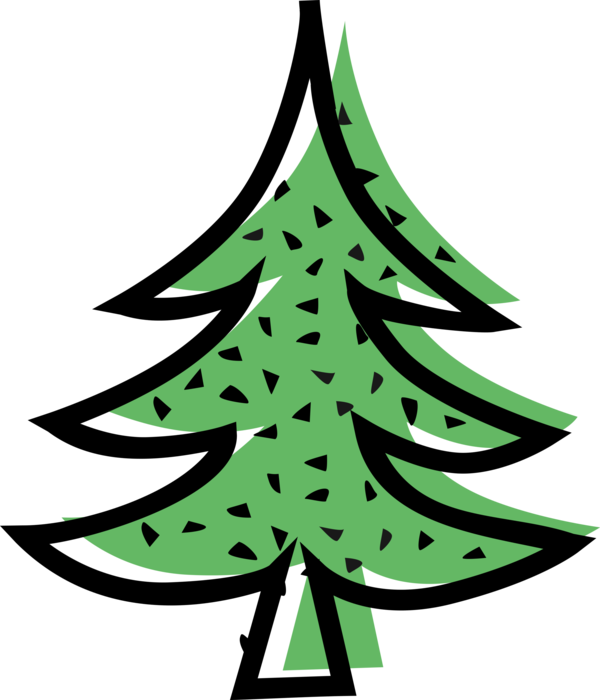 Vector Illustration of Coniferous Evergreen Pine Tree in Forest