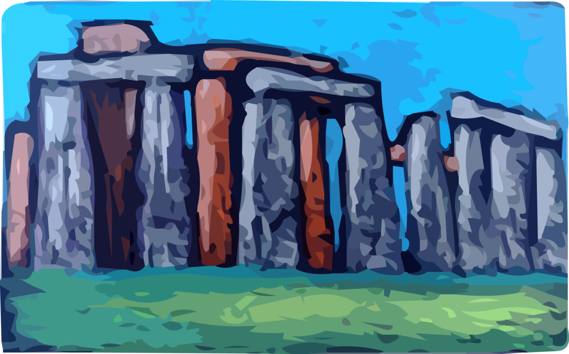 Vector Illustration of Stonehenge Standing Stones Neolithic and Bronze Age Monument, Wiltshire, England, United Kingdom