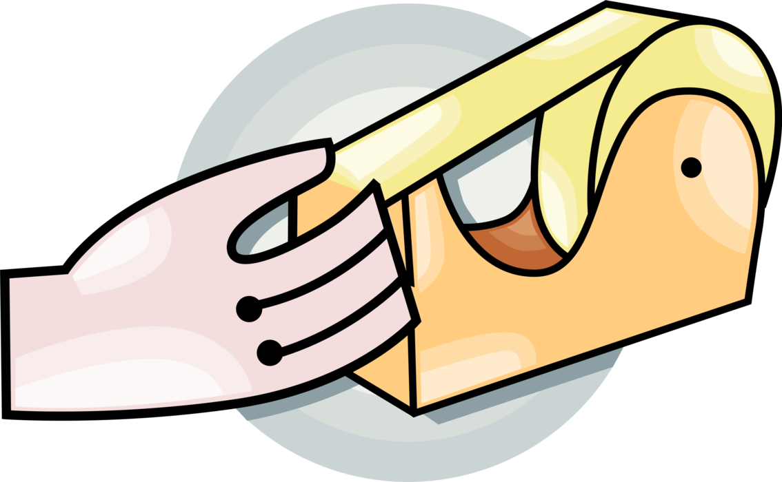Vector Illustration of Hand with Adhesive Tape Dispenser