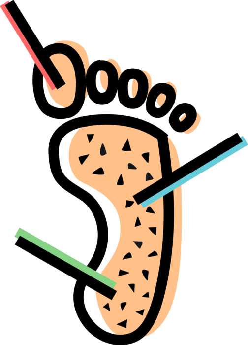Vector Illustration of Alternative Medicine Traditional Chinese Acupuncture Treatment Needles in Foot