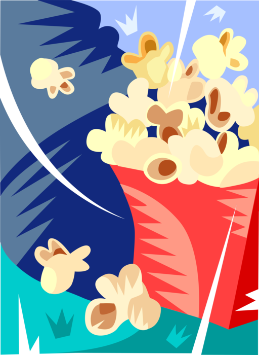 Vector Illustration of Popping Corn Popcorn Snack Food Eaten in Movie Theater or Theatre