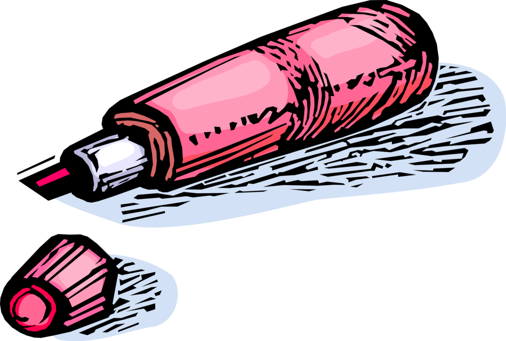Vector Illustration of Magic Marker Felt-Tip Stationery Hi-Liter Highlighter Marking Pen