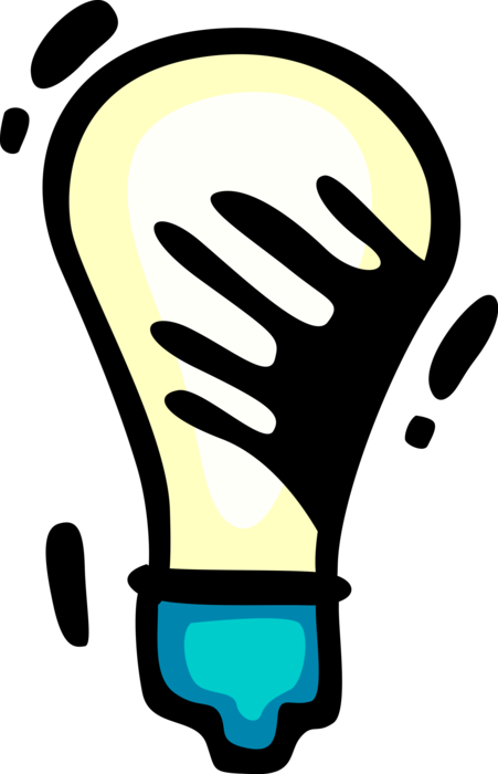 Vector Illustration of Electric Light Bulb Symbol of Invention, Innovation, Inspiration and Good Ideas