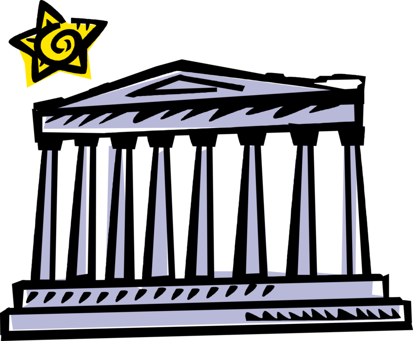 Vector Illustration of Classical Greece Greek Temple Architecture Acropolis Parthenon, Athens