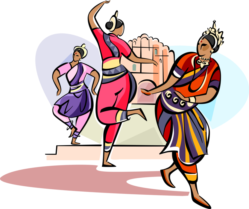 Vector Illustration of Indian Hindu Dancers