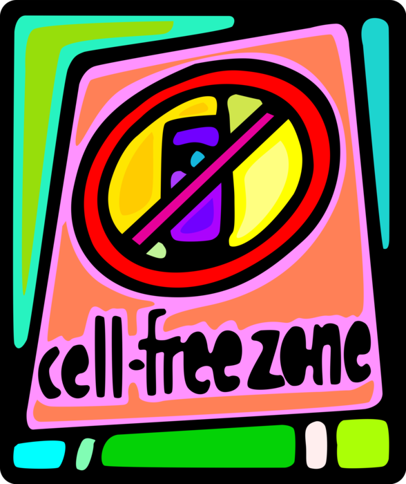 Vector Illustration of Cell-Free No Telephone Phones Allowed Warning Sign