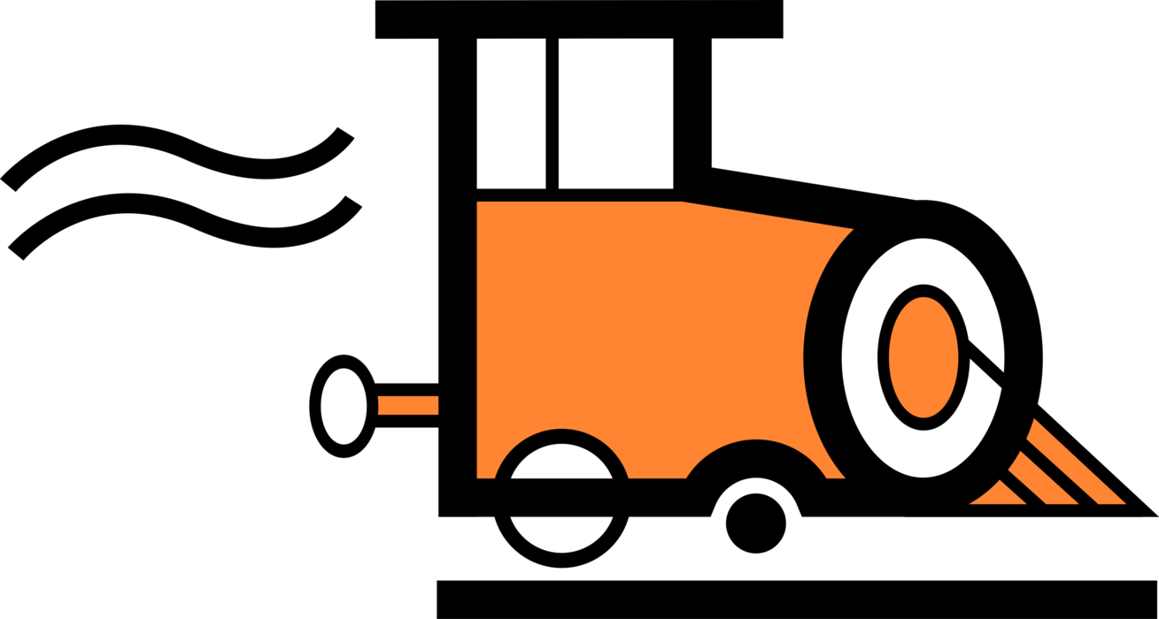 Vector Illustration of Child's Toy Railroad Rail Transport Speeding Locomotive Railway Train Engine
