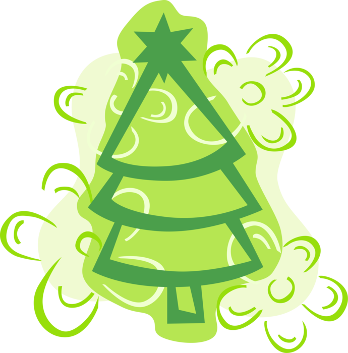 Vector Illustration of Evergreen Christmas Tree with Ornament Decorations