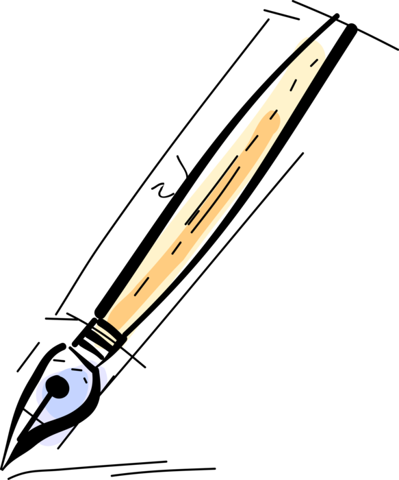 Vector Illustration of Fountain Pen Nib Writing Instrument 