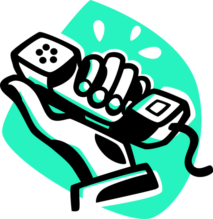 Vector Illustration of Hand Holds Telephone Handset Receiver