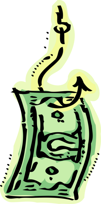 Vector Illustration of Incentive Cash Money Dollar Bill Bait on Baited Fishing Hook