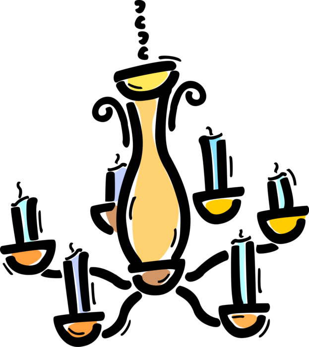 Vector Illustration of Household Hanging Chandelier Light Fixture