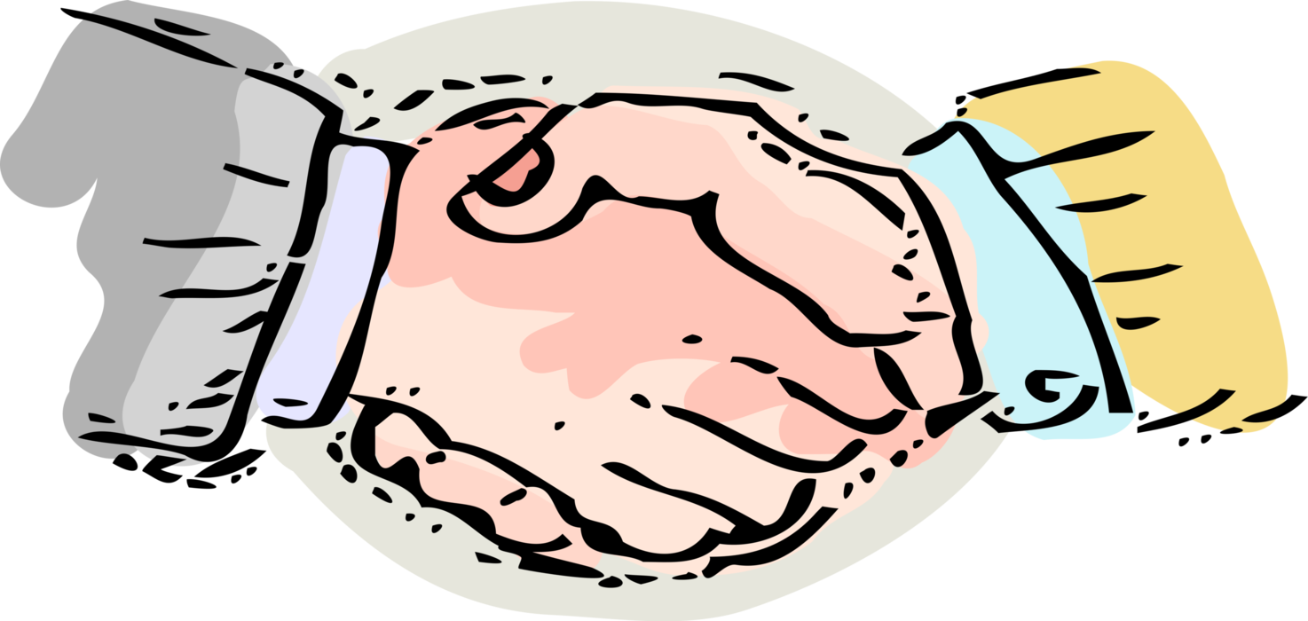 Vector Illustration of Introduction Greeting or Agreement Shaking Hands