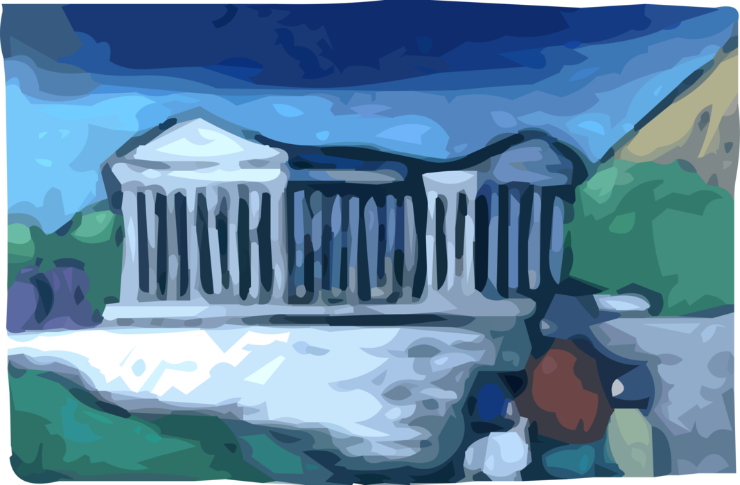 Vector Illustration of Classical Greece Greek Temple Architecture Acropolis Parthenon, Athens