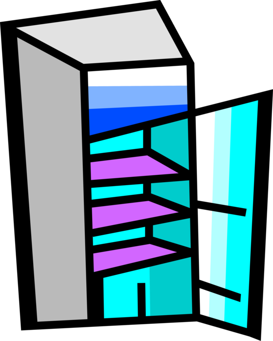Vector Illustration of Household Storage Cabinet Furniture with Shelves