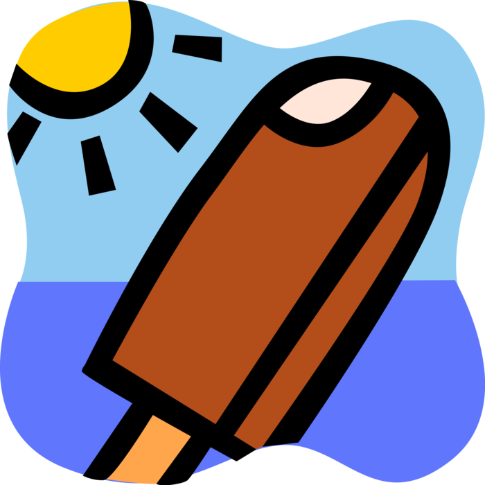 Vector Illustration of Ice Pop Frozen Treat Snack Fudgsicle on Stick with Summer Sunshine