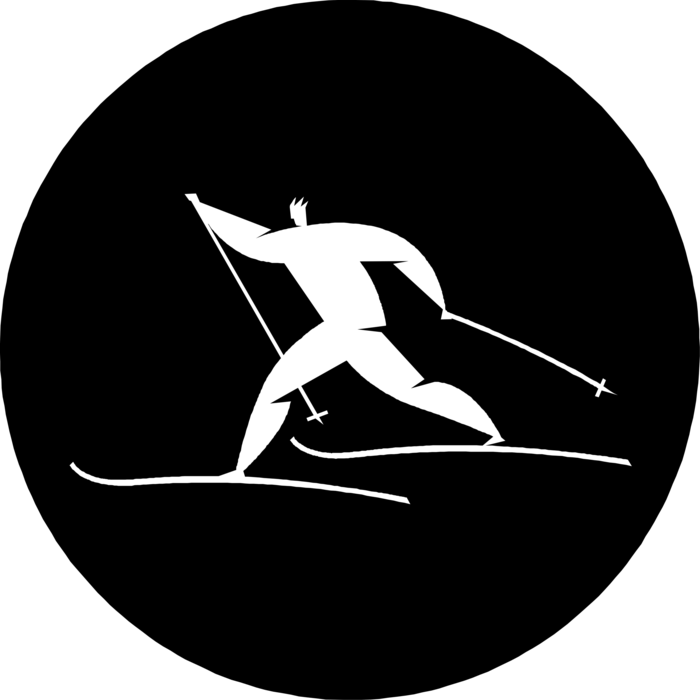 Vector Illustration of Cross-Country Nordic Skier Skiing Aggressively on Skis in Race