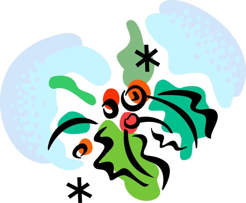 Vector Illustration of Traditional Christmas Holly Decoration