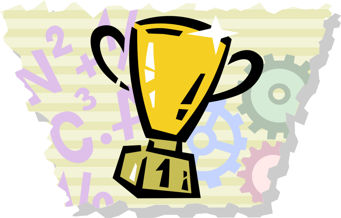 Vector Illustration of Winner's Trophy Cup Prize Award Recognizes Specific Achievement or Evidence of Merit