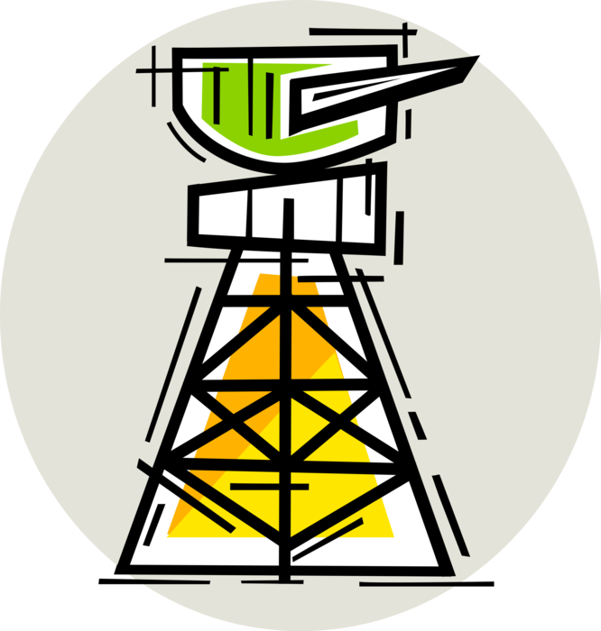 Vector Illustration of Radar Tower Object Detection System Uses Radio Waves to Determine Range, Angle & Velocity