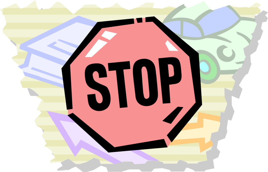 Vector Illustration of Traffic Stop Sign Notifies Motorist Drivers They Must Stop Before Proceeding