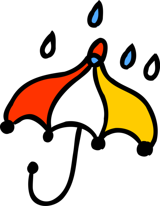 Vector Illustration of Rainstorm with Umbrella or Parasol Rain Protection