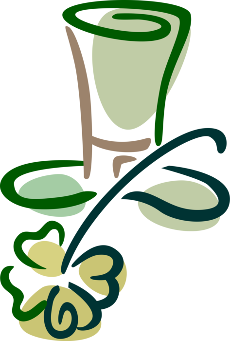 Vector Illustration of St Patrick's Day Irish Head Covering Hat with Lucky Shamrock