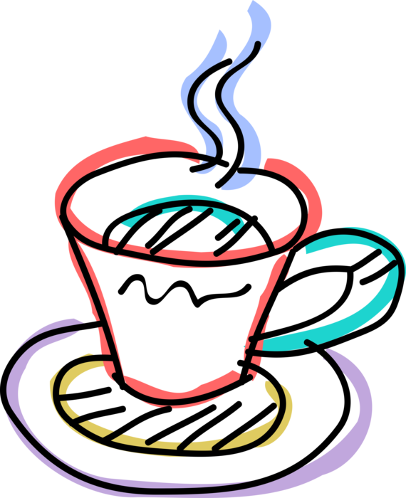 Vector Illustration of Cup of Hot Freshly Brewed Coffee Beverage Drink