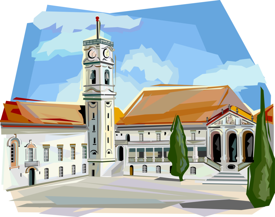 Vector Illustration of Coimbra University Tower, Coimbra, Portugal