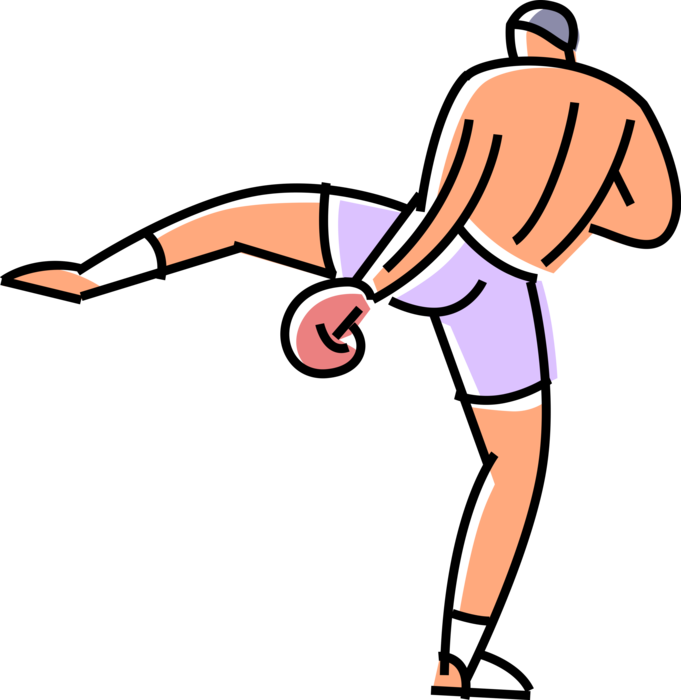Vector Illustration of MMA Mixed Martial Arts Kick Boxer Warming Up for Fight