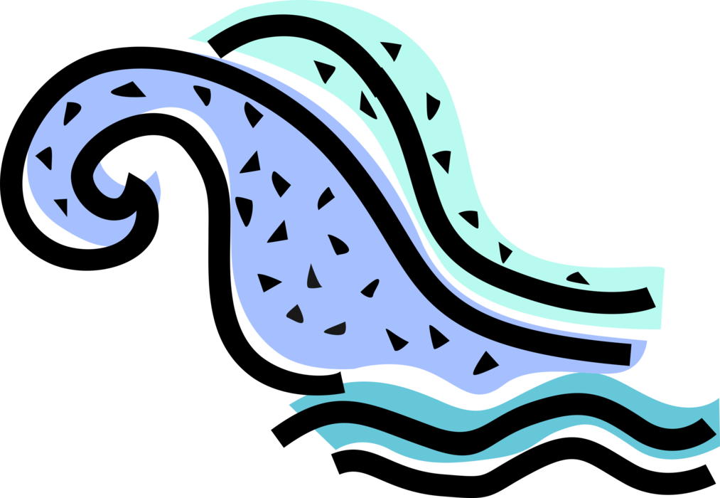 Vector Illustration of Aquatic Marine Tide Ocean Waves