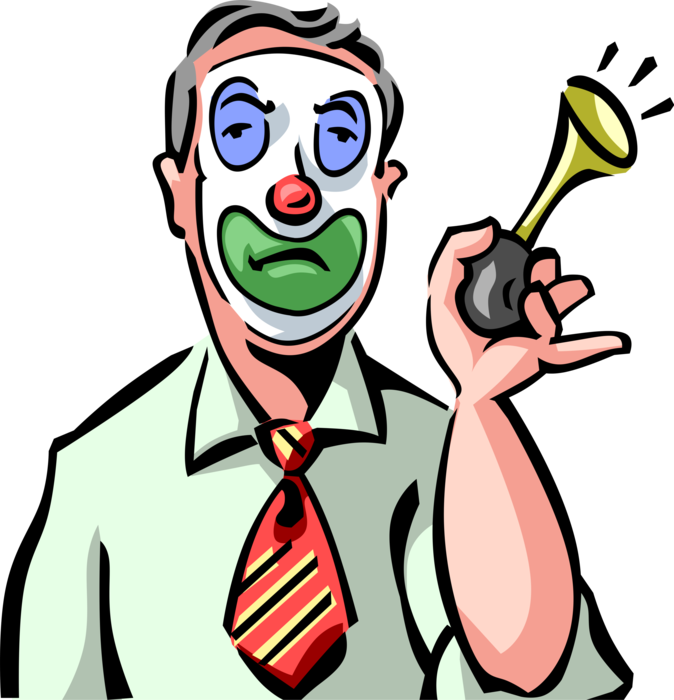 Vector Illustration of Businessman Office Clown is Butt of Everyone's Jokes
