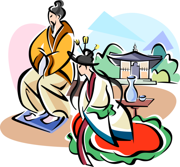 Vector Illustration of Traditional South Korean Clothing from Koguryo Period