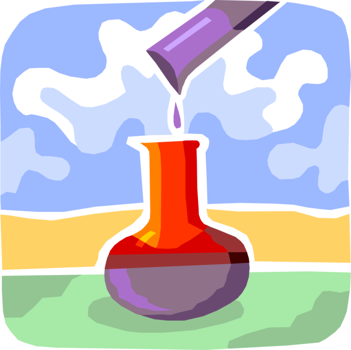 Vector Illustration of Science Laboratory Glassware Beaker Flask and Test Tube used in Scientific Experiments