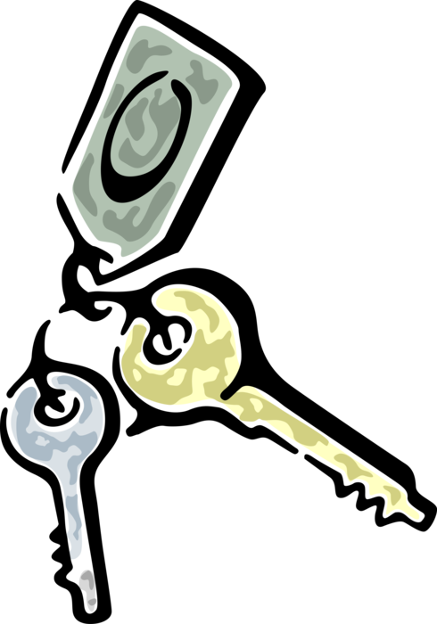 Vector Illustration of Security Keys used to Lock or Unlock Padlock Locks