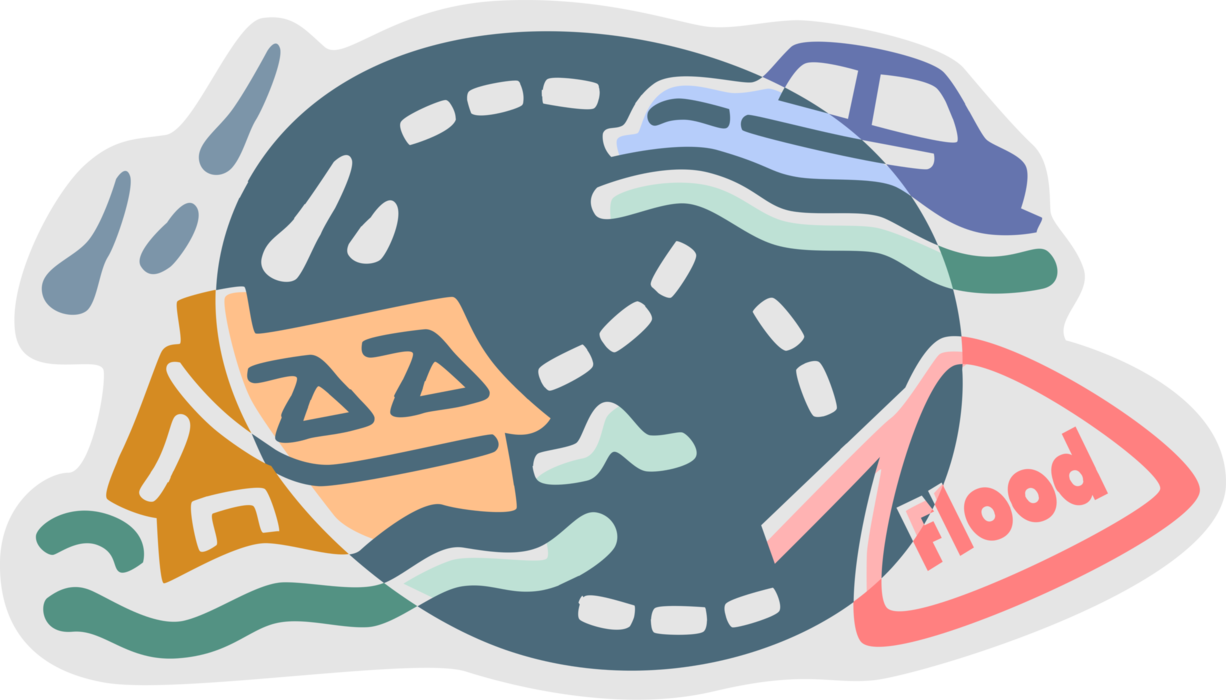 Vector Illustration of Global Warming Climate Change Responsible for Increase in Risks from Floods